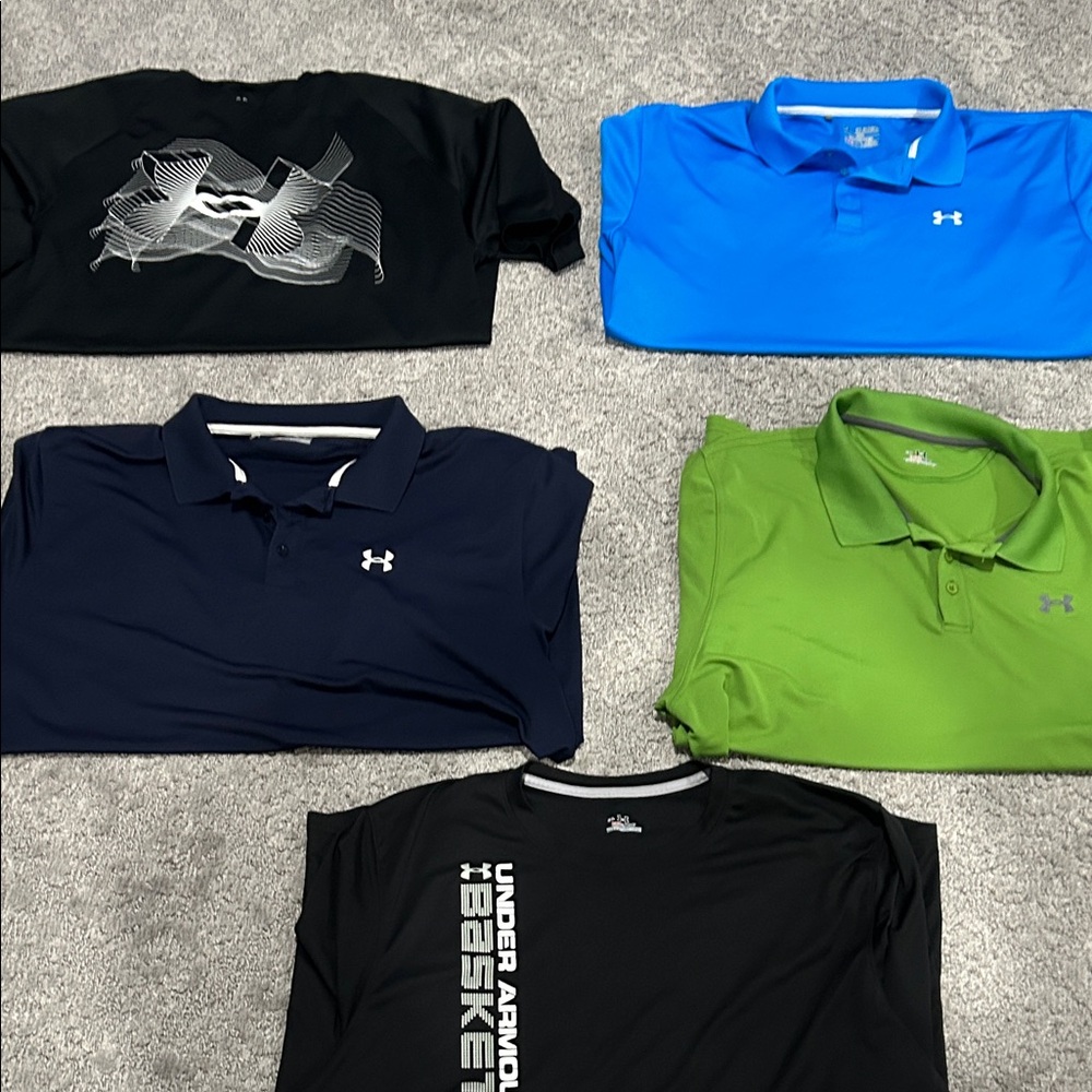 Under Armour Men's Polo Shirts - Black, Blue, Green